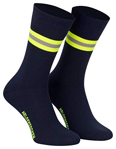 PACOTEX Heldensocken marineblau gelb-silber-gelb - Paar - für Helden des Alltags bei Feuerwehr Rettungsdienst und Hilfsorganisationen (1, 36-39) von PACOTEX