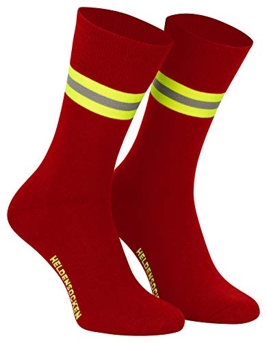 PACOTEX Heldensocken rot gelb-silber-gelb - Made in Germany - Paar - für Helden des Alltags bei Feuerwehr Rettungsdienst und Hilfsorganisationen (39-43) von PACOTEX