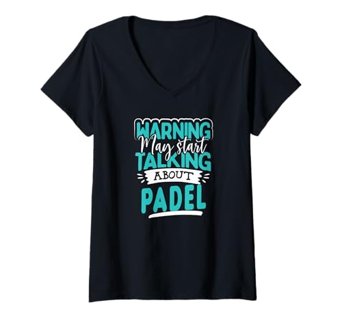Damen Lustige Warnung kann beginnen, über Padel zu sprechen T-Shirt mit V-Ausschnitt Damen Lustige Warnung kann beginnen, über Padel zu sprechen T-Shirt mit V-Ausschnitt von PADEL ROCKETSPORT PADDLE TENNIS NOVELTY MERCH