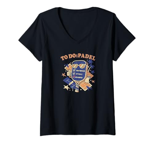 Damen Lustiger to-Do-Liste für Padelschläger Sport T-Shirt mit V-Ausschnitt Damen Lustiger to-Do-Liste für Padelschläger Sport T-Shirt mit V-Ausschnitt von PADEL ROCKETSPORT PADDLE TENNIS NOVELTY MERCH