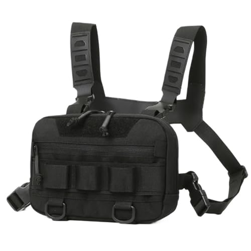 Angeln Brust Tasche männer Taschen wasserdichte Nylon Klettern Camping Rucksäcke Outdoor Reise Weste Rucksack Fanny Pack(Black) von PADGCNOR