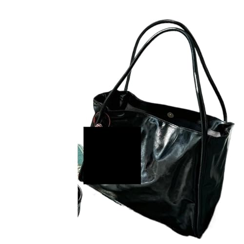 PADGCNOR Weiches Leder Tote Bag Einkaufstasche aus massivem PU mit großer Kapazität for Damen, for Einkaufen, Reisen, Handtasche, Schultertasche(Black) von PADGCNOR