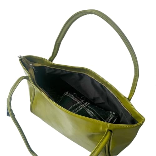 PADGCNOR Weiches Leder Tote Bag Einkaufstasche aus massivem PU mit großer Kapazität for Damen, for Einkaufen, Reisen, Handtasche, Schultertasche(Green zipper) von PADGCNOR