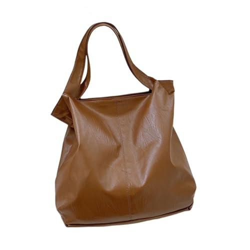 PADGCNOR Weiches Leder Tote Bag Große Leder-Einkaufstasche for Frauen, einfache Schultertasche mit großem Fassungsvermögen, Seitentasche, Handtaschen(Brown) von PADGCNOR