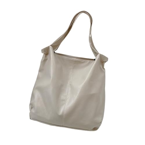 PADGCNOR Weiches Leder Tote Bag Große Leder-Einkaufstasche for Frauen, einfache Schultertasche mit großem Fassungsvermögen, Seitentasche, Handtaschen(White) von PADGCNOR