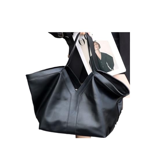 PADGCNOR Weiches Leder Tote Bag Große Ledertasche mit Y-Muster und Umhängetasche, lässige Einkaufstasche(Black A) von PADGCNOR