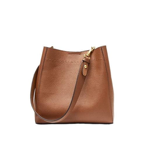 PADGCNOR Weiches Leder Tote Bag Leder Casual Shopper Umhängetasche Pendler Große Eimer Handtasche Einfache Frauen Tote Unterarm Taschen(Brown) von PADGCNOR