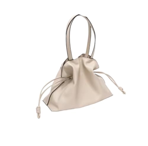 PADGCNOR Weiches Leder Tote Bag Leder Extra Große Umhängetaschen Frauen Handtasche Bucket Bag Designer String Tote(White) von PADGCNOR