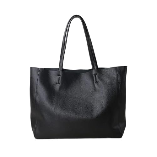 PADGCNOR Weiches Leder Tote Bag Schwarz Weiß Grau Blau Gelb Leder frauen Handtasche Schulter Tasche Weibliche Shopping Tote Geldbörse(Color 1) von PADGCNOR