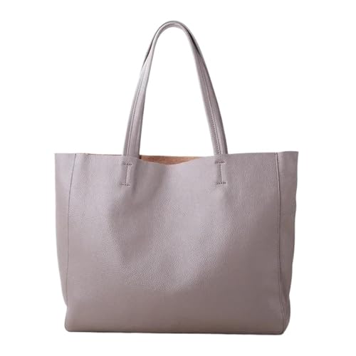 PADGCNOR Weiches Leder Tote Bag Schwarz Weiß Grau Blau Gelb Leder frauen Handtasche Schulter Tasche Weibliche Shopping Tote Geldbörse(Color 2) von PADGCNOR