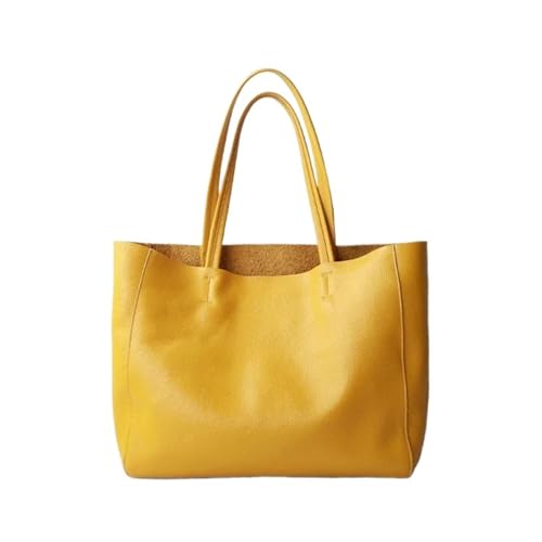 PADGCNOR Weiches Leder Tote Bag Schwarz Weiß Grau Blau Gelb Leder frauen Handtasche Schulter Tasche Weibliche Shopping Tote Geldbörse(Color 6) von PADGCNOR