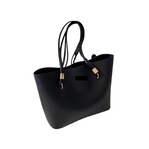 PADGCNOR Weiches Leder Tote Bag Umhängetasche Große Kapazität Einkaufstasche PU Leder Pendler Hochzeit Party Handtasche(Black) von PADGCNOR