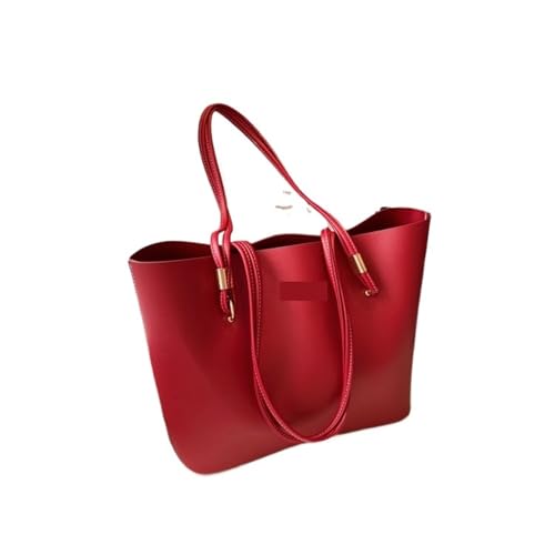 PADGCNOR Weiches Leder Tote Bag Umhängetasche Große Kapazität Einkaufstasche PU Leder Pendler Hochzeit Party Handtasche(Red) von PADGCNOR