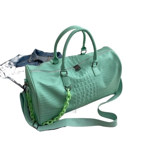Weiches Leder Tote Bag Farbe Gym Damentaschen PU Weiches Leder Multifunktions Training Fitness Schulter Reisehandtasche Gestreifte Sporttasche(Green) von PADGCNOR