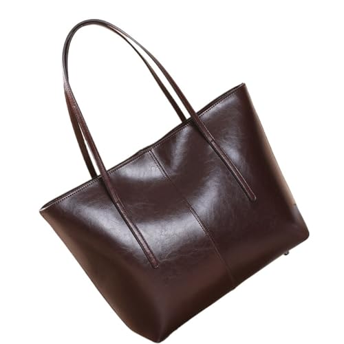 Weiches Leder Tote Bag Leder Damen Große Kapazität Einkaufstasche Frauen Rindsleder Hand Schulter Tasche Pendler(Color 1) von PADGCNOR