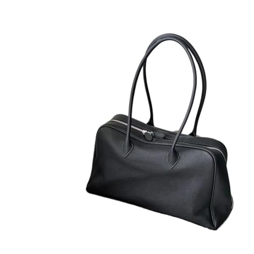 Weiches Leder Tote Bag Leder Frauen Tragetaschen Schultertasche Retro Pendler Kissen Handtaschen Damen Große Tasche Schwarz(Black,L(40cm)) von PADGCNOR