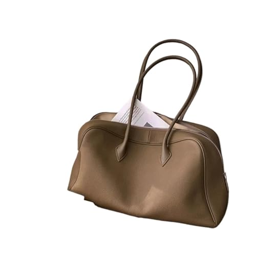 Weiches Leder Tote Bag Leder Frauen Tragetaschen Schultertasche Retro Pendler Kissen Handtaschen Damen Große Tasche Schwarz(Khkai,L(40cm)) von PADGCNOR