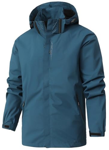 PADOLA Herren Jacke Herren Übergangsjacke Wasserdichte Regenjacke Windbreaker Windjacke Camouflage Softshelljacke Bomberjacke leichte Sommerjacke (6292 Blau S) von PADOLA