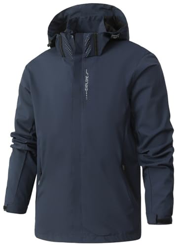 PADOLA Herren Jacke Herren Übergangsjacke Wasserdichte Regenjacke Windbreaker Windjacke Camouflage Softshelljacke Bomberjacke leichte Sommerjacke (6292 Marineblau M) von PADOLA