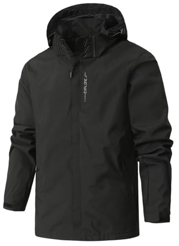 PADOLA Herren Jacke Herren Übergangsjacke Wasserdichte Regenjacke Windbreaker Windjacke Camouflage Softshelljacke Bomberjacke leichte Sommerjacke (6292 Schwarz M) von PADOLA