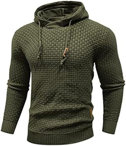PADOLA Hoodie Herren Langarm Plaid Jacquard Pullover mit Kordelzug Gestricktes Sweatshirt mit Kaputze Knitted Kapuzenpullover Herbst Basic Arbeitspullover Sweatshirts Übergangspulli (3XL, Armeegrün) PADOLA Hoodie Herren Langarm Plaid Jacquard Pullover mit Kordelzug Gestricktes Sweatshirt mit Kaputze Knitted Kapuzenpullover Herbst Basic Arbeitspullover Sweatshirts Übergangspulli (3XL, Armeegrün) von PADOLA