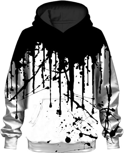 PADOLA Hoodie Kinder 3D Druck Kapuzenpullover für Jungen 5-14 Jahren Kinder Hoodie Sport Motiv Langarmshirt Lustiger Pullover Gedrucktes Sweatshirt Activewear Fußball Hoodies (M, 4 Tusche) von PADOLA