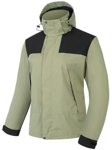 PADOLA Regenjacke Damen Wasserdicht Atmungsaktiv Übergangsjacke Leichte Softshelljacke Herbst Winter Wanderjacke Outdoor Regenmantel Funktionsjacke Windbreaker Fahrrad Regenponcho (2 Grün, S) von PADOLA