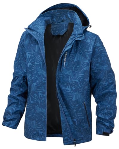 PADOLA Herren Jacke Herren Übergangsjacke Wasserdichte Regenjacke Windbreaker Windjacke Camouflage Softshelljacke Bomberjacke leichte Sommerjacke (6288 Dunkelblau L) von PADOLA