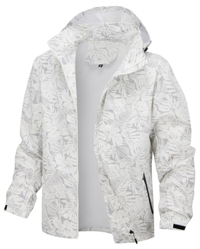 PADOLA Herren Jacke Herren Übergangsjacke Wasserdichte Regenjacke Windbreaker Windjacke Camouflage Softshelljacke Bomberjacke leichte Sommerjacke (6288 Weiß L) von PADOLA