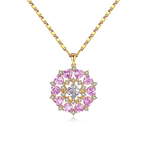 PAENENPH Halskette mit Anhänger aus 14 Karat Gold, natürlicher Kristall, Blumen-Anhänger für Damen, elegante ausgestanzte Rosen-Halskette, modisches Weihnachtsschmuck, Geschenk für Sie, Adjustable PAENENPH Halskette mit Anhänger aus 14 Karat Gold, natürlicher Kristall, Blumen-Anhänger für Damen, elegante ausgestanzte Rosen-Halskette, modisches Weihnachtsschmuck, Geschenk für Sie, Adjustable von PAENENPH