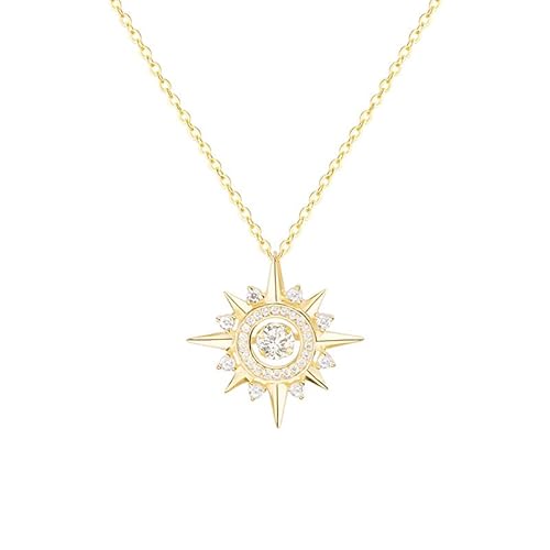 PAENENPH Moissanit-Polaris-Halskette für Damen, 14 Karat Gold, himmlischer Sternenhimmel-inspirierter Anhänger, stilvolles Modeschmuck, Geschenk für Sie, Adjustable, Gold, Moissanit von PAENENPH