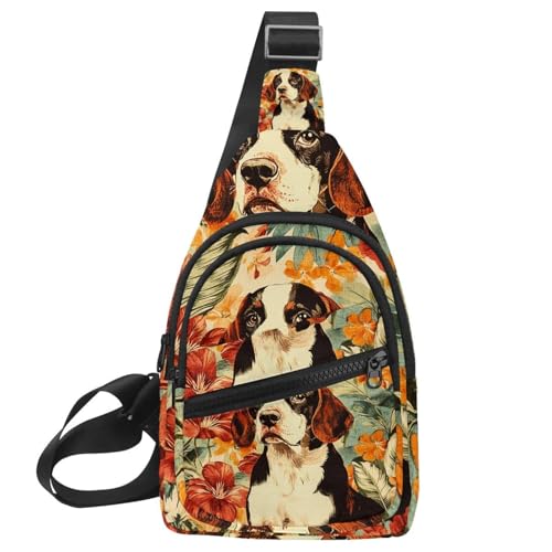 Crossbody-Tasche für Damen, Crossbody-Tasche für Damen, Umhängetasche, Dinosaurier-Blätter, 1 x Sling-Rucksack, Reisen, Mehrfarbig 09, 11.8x7x1.5in/30x18x4cm von PAFEFO