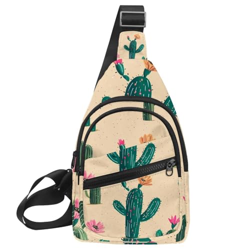 Handgezeichneter Kaktus (2) Crossbody-Tasche mit verstellbarem Schultergurt, Schultertasche für Damen und Herren, Sling-Rucksack für Reisen, Radfahren, Arbeit, Sport, Mehrfarbig 12, von PAFEFO