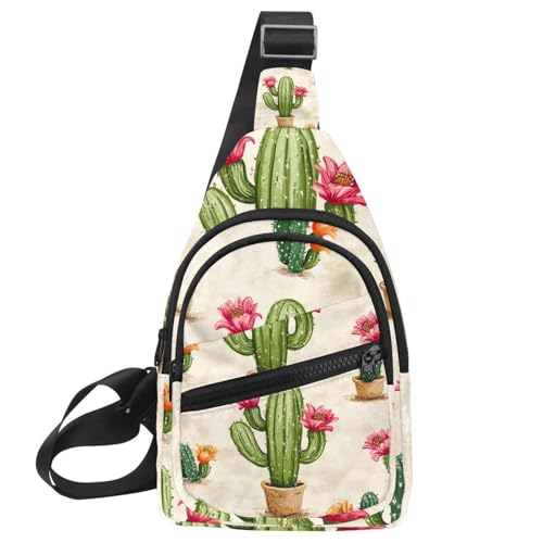 Handgezeichneter Kaktus (2) Crossbody-Tasche mit verstellbarem Schultergurt, Schultertasche für Damen und Herren, Sling-Rucksack für Reisen, Radfahren, Arbeit, Sport, Mehrfarbig 20, von PAFEFO