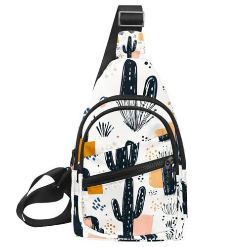 PAFEFO Kleine Umhängetasche, Rucksack für Damen und Herren, abstrakter Kaktus (26), Brusttasche, Tagesrucksack, Crossbody, Reisen, Sport, Wandern, Mehrfarbig 12, 11.8x7x1.5in/30x18x4cm von PAFEFO