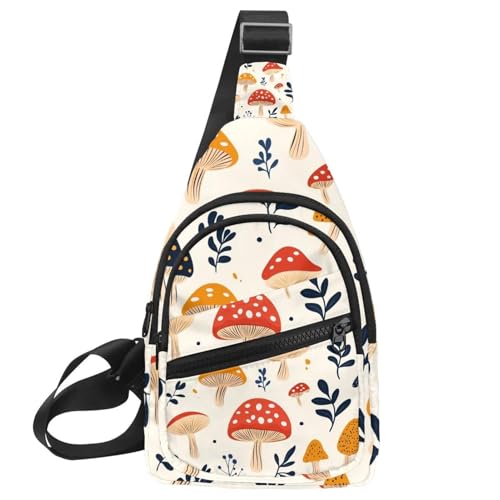 PAFEFO Kleiner Sling Rucksack Crossbody Sling Bag Brusttasche Daypack Pilze (9), Mehrfarbig 15, 11.8x7x1.5in/30x18x4cm von PAFEFO