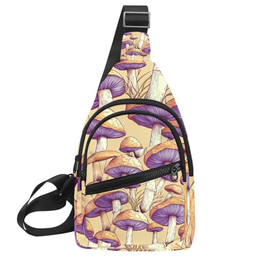 PAFEFO Kleiner Sling Rucksack Crossbody Sling Bag Brusttasche Daypack Pilze (9), Multicolor 01, 11.8x7x1.5in/30x18x4cm von PAFEFO