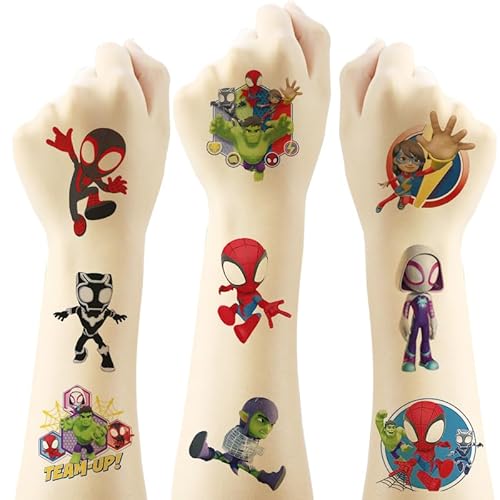 100pcs Amazing Friends Kinder Tattoos Spidey und Seine super-Freunde Temporäre Tattoos 6 Sheets von PAGASUS