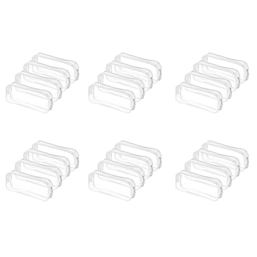 PAGJHRFJG 24 STK. Klarer FedermäPpchen GroßE KapazitäT Transparenter Stift Bleistiftbeutel PVC Pen Pencil Zipper Pouches von PAGJHRFJG