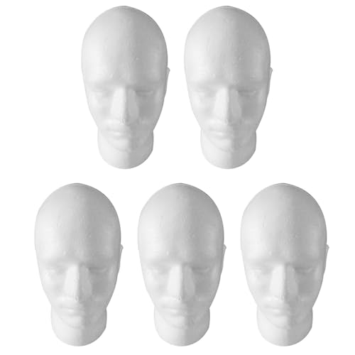 PAGJHRFJG 5X Herren Peruecke Display Cosmetology Schaufensterpuppe Kopf Standmodell Foam White von PAGJHRFJG