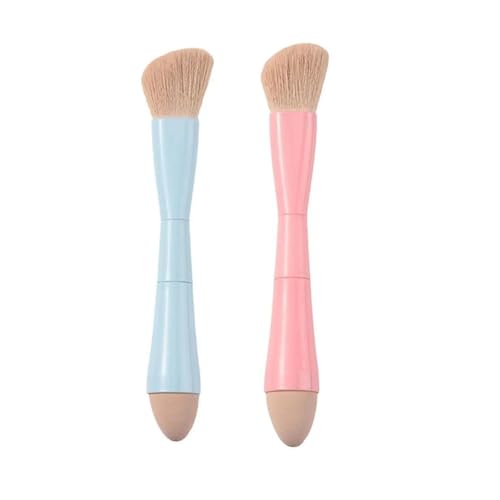 PAGJHRFJG Doppelseitiger Make-Up-Pinsel, 4-In-1, Einziehbarer Kosmetikpinsel für Unterwegs, Multifunktionaler Concealer-Schwammpinsel für Lidschatten von PAGJHRFJG