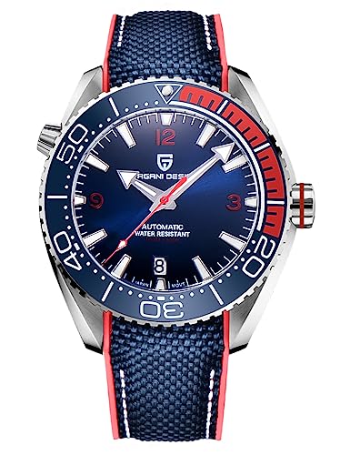 Herren Armbanduhr Pagani Design PD-1679 Automatik Mechanisch Mode Sport Taucheruhr Japanisches Uhrwerk Analog Datum Edelstahl Saphirglas Marke Elegant Herrenuhr（Klebeband Blau） von PAGRNE DESIGN