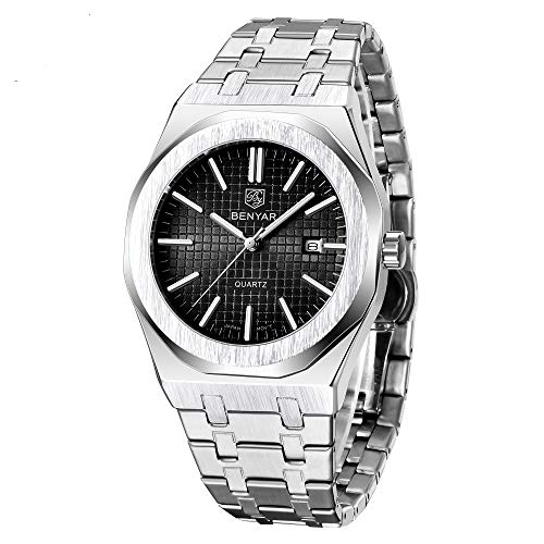 by BENYAR Herren Uhr Analog Quarz wasserdichte Edelstahl Armbanduhr Herren Großes Minimalistische Datum Uhren von PAGRNE DESIGN