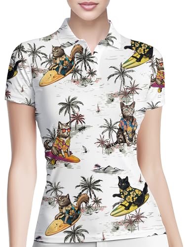 PAGYMO Lustiges Golfshirt für Damen, bedruckt, verrücktes Muster, niedlich, kurzärmelig, feuchtigkeitsableitend, Tennis-Poloshirt, Aop-wpol-16721, Mittel von PAGYMO