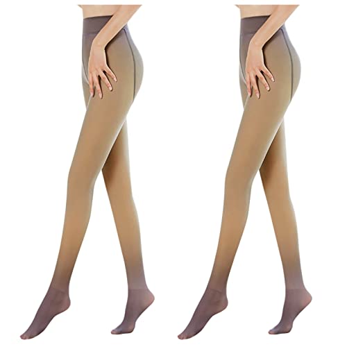 PAIDAXING 2 Stücke Thermostrumpfhose für Damen Winter Warme Leggings Durchscheinend Stretch Figurformende Strumpfhosen Plüschstrumpfhose Thermo Dicke Feinstrumpfhose von PAIDAXING