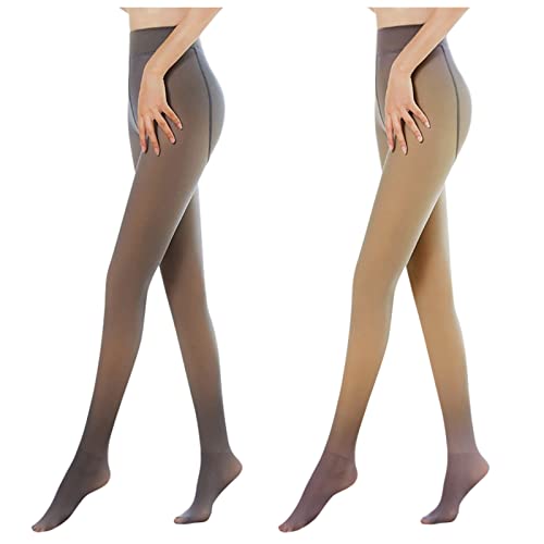 PAIDAXING 2 Stücke Thermostrumpfhose für Damen Winter Warme Leggings Durchscheinend Stretch Figurformende Strumpfhosen Plüschstrumpfhose Thermo Dicke Feinstrumpfhose von PAIDAXING