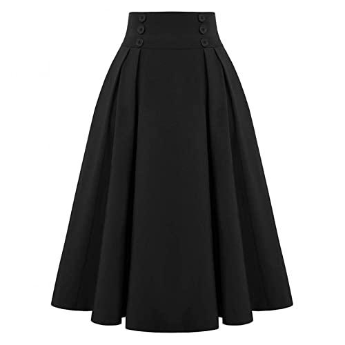 PAIDAXING Damen Flaredrock A line Hohe Taille Midi Rock Faltenrock Einfarbig Freizeitrock Petticoat Loose Plus Size Damenkleider Partyrock PAIDAXING Damen Flaredrock A line Hohe Taille Midi Rock Faltenrock Einfarbig Freizeitrock Petticoat Loose Plus Size Damenkleider Partyrock von PAIDAXING