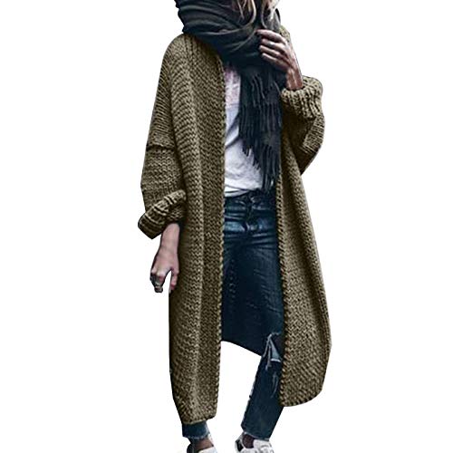 PAIDAXING Damen Strickjacke Lange Oversize Cardigan Strickmantel Herbst Winter Pullover Mantel Longstrickjacke Frauen Grobstrick Sweater Outerwear Wintermantel von PAIDAXING