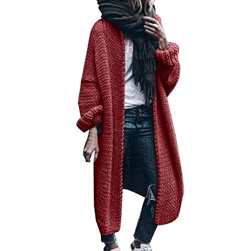 PAIDAXING Damen Strickjacke Lange Oversize Cardigan Strickmantel Herbst Winter Pullover Mantel Longstrickjacke Frauen Grobstrick Sweater Outerwear Wintermantel von PAIDAXING