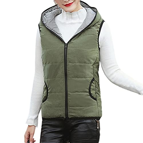 PAIDAXING Damen Weste Daunenweste Slim Fit Kurz Steppweste mit Gefütterte Leicht Jacke Kapuze Frauen Reißverschluss Ärmellos Mantel Winterjacke Tops von PAIDAXING